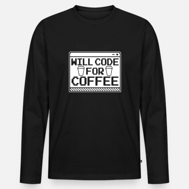 Developer Coder Programmer Coffee - T-shirt manches longues Premium bio Homme - noir
