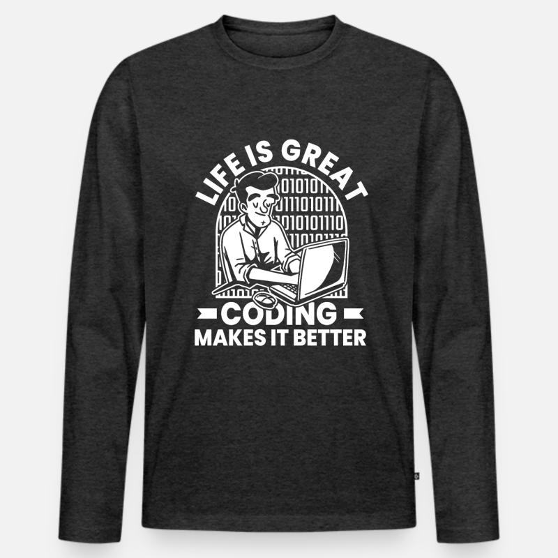 Developer Coder Programmer Humor Men's Premium Organic Long Sleeve Shirt