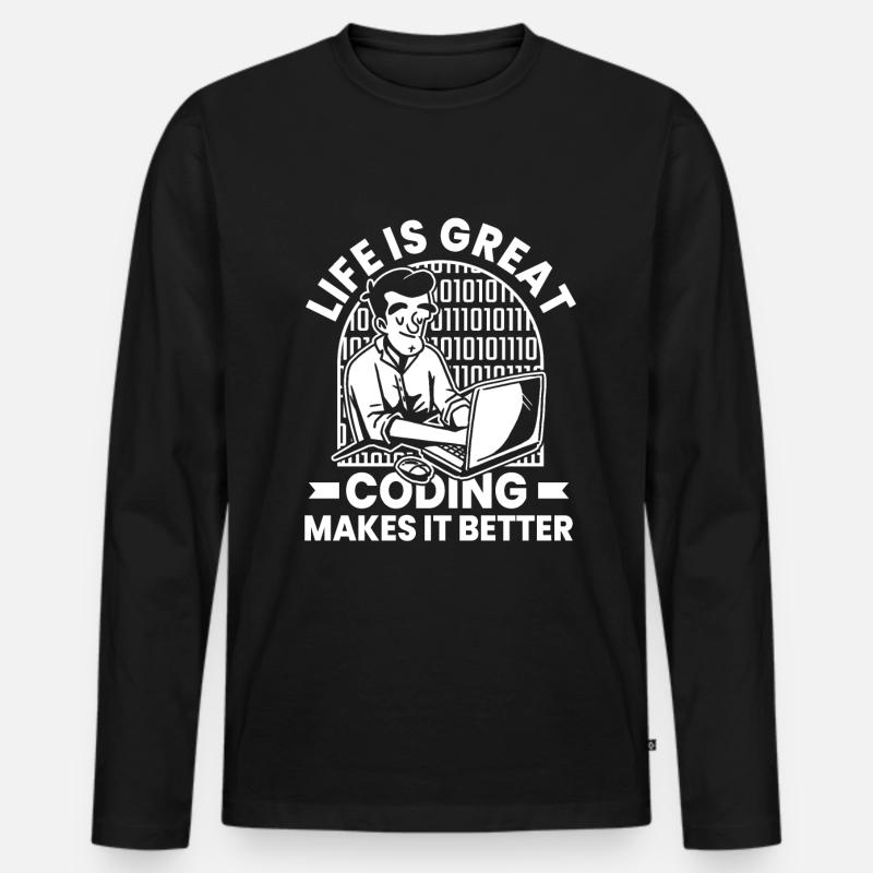 Développeur Coder Programmeur Humour - T-shirt manches longues Premium bio Homme - noir