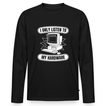 Entwickler Coder Programmierer Hardware - Männer Premium Bio Langarmshirt - Schwarz - Vorne - Nico (187cm)