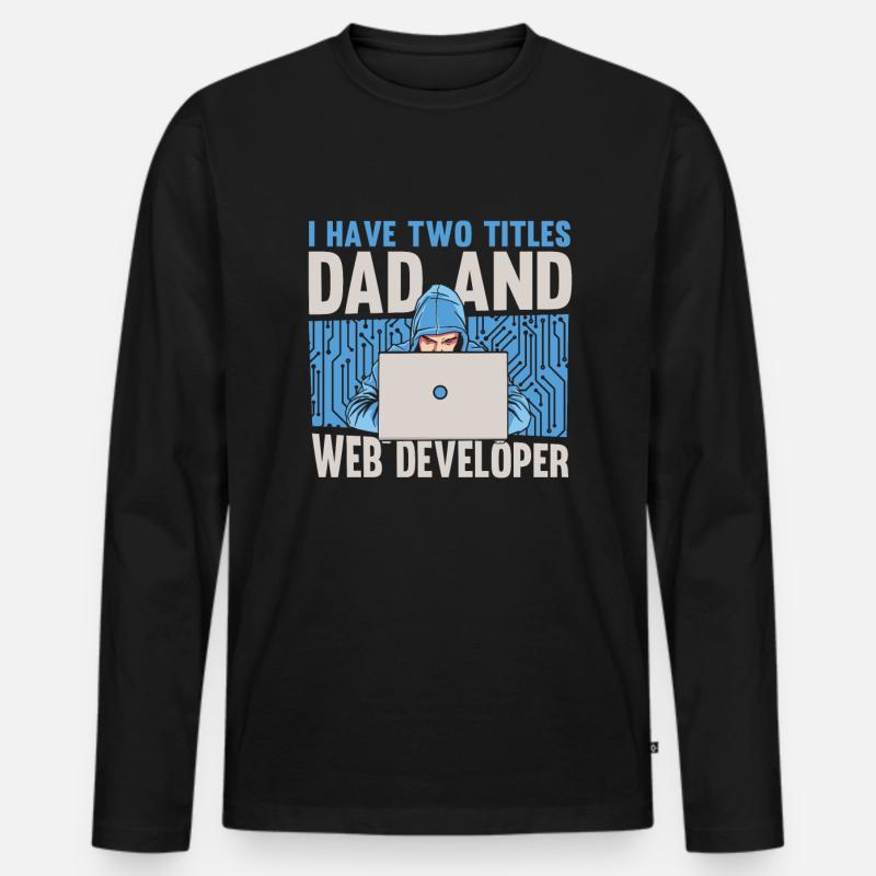 Web Entwickler Webdeveloper Vater - Männer Premium Bio Langarmshirt - Schwarz