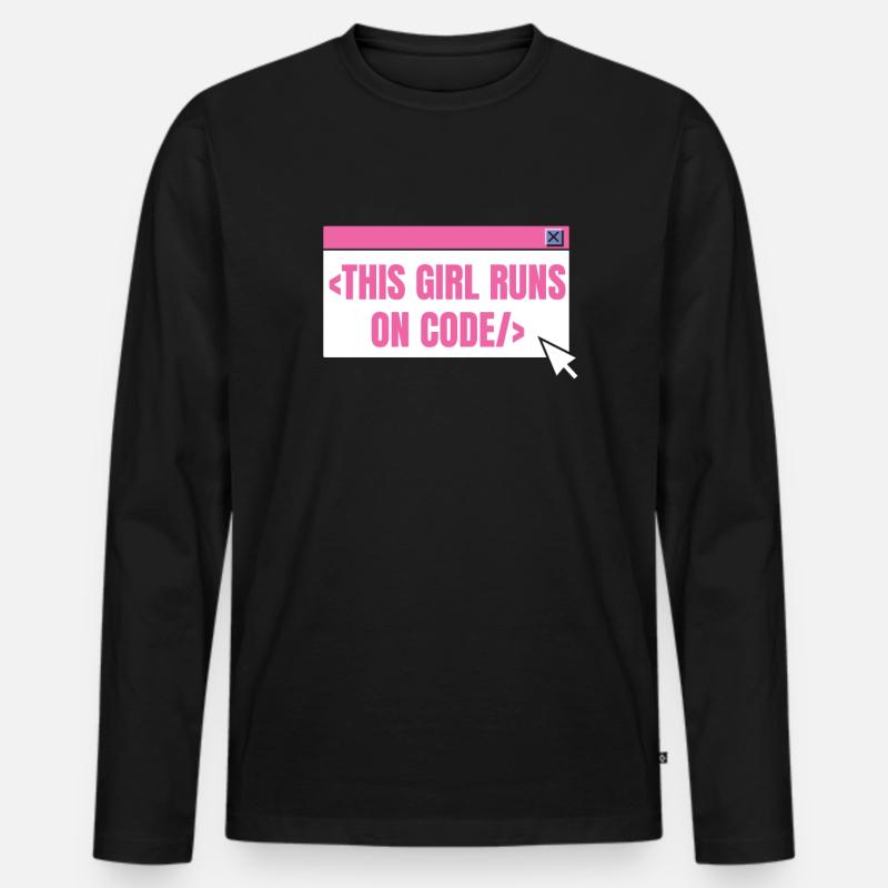 Developer Coder Programmer Girl - Men's Premium Organic Long Sleeve Shirt - black