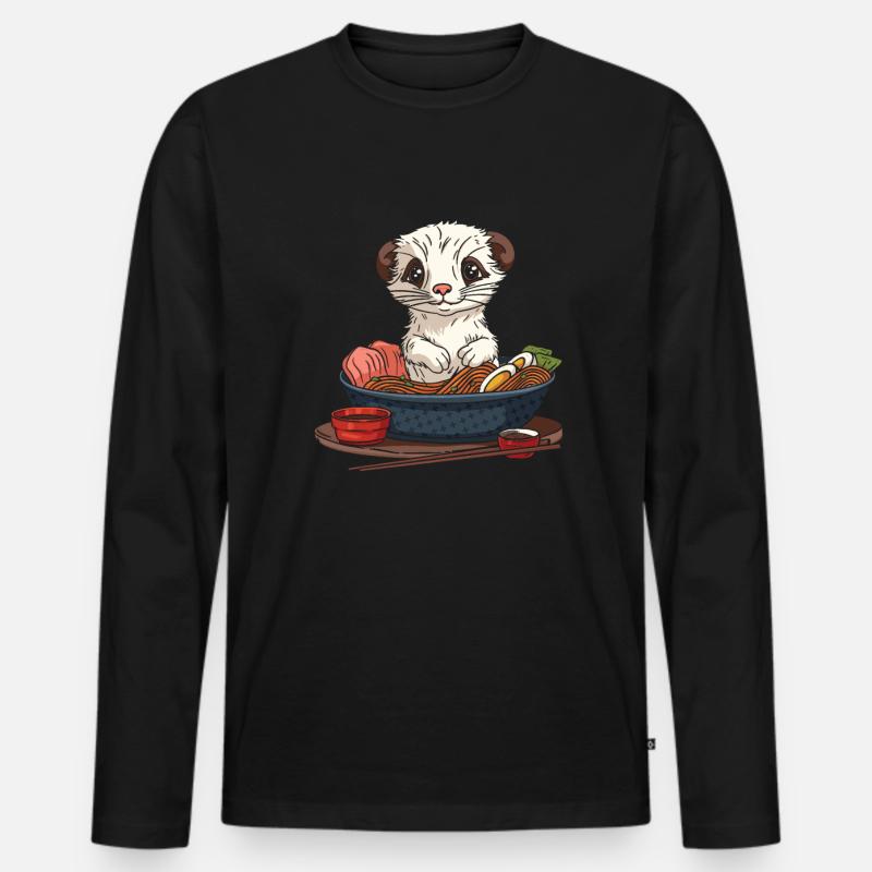 Frettchen Iltis Ramen - Männer Premium Bio Langarmshirt - Schwarz