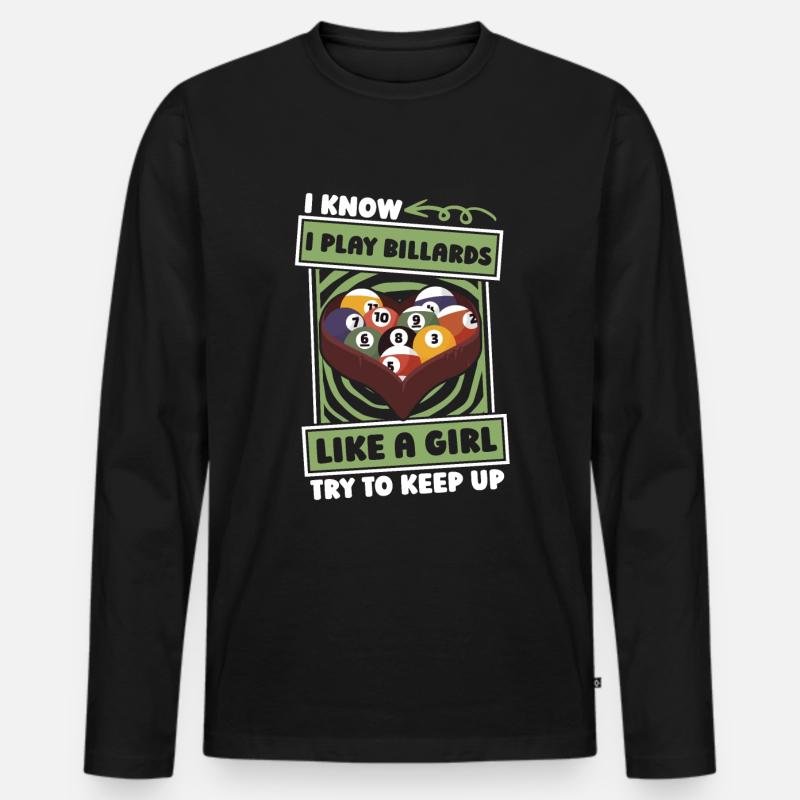 Billard Mädchen - Männer Premium Bio Langarmshirt - Schwarz