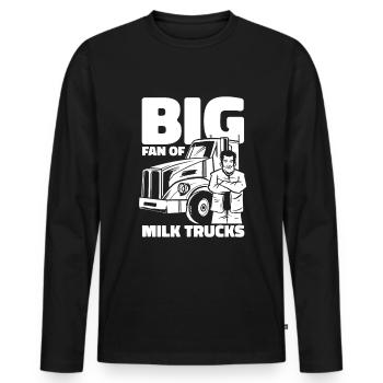 Cow Milk Milk Truck - Men's Premium Organic Long Sleeve Shirt - black - Front - Nico (187cm)