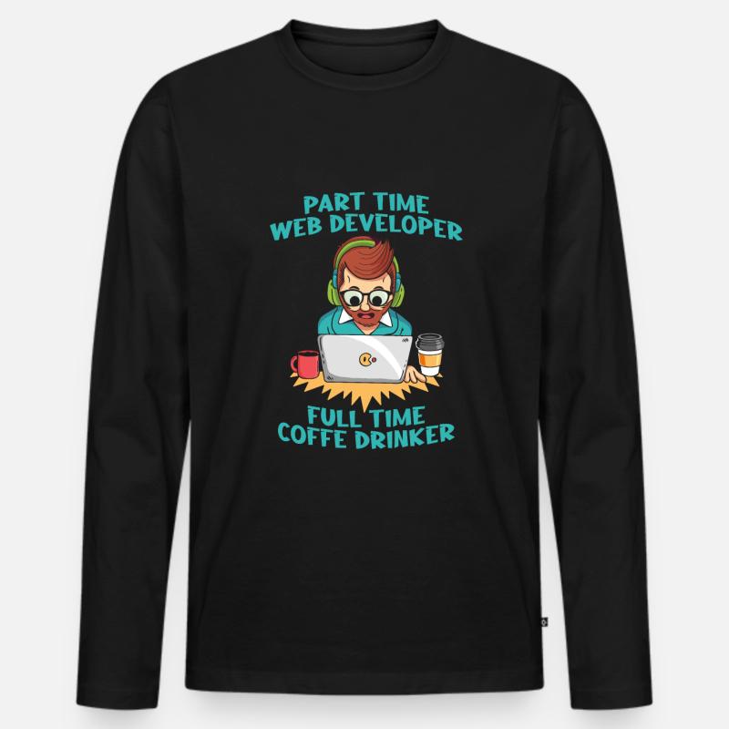 Web Entwickler Webdeveloper Kaffee - Männer Premium Bio Langarmshirt - Schwarz