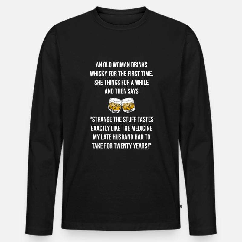 Whisky Whiskey Witzig - Männer Premium Bio Langarmshirt - Schwarz