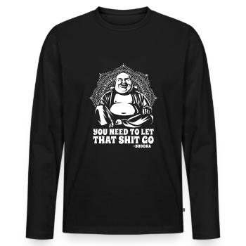 Buddha Buddhist Lustig - Männer Premium Bio Langarmshirt - Schwarz - Vorne - Nico (187cm)