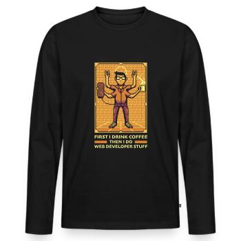 Web Developer Web Developer Coffee - Men's Premium Organic Long Sleeve Shirt - black - Front - Nico (187cm)