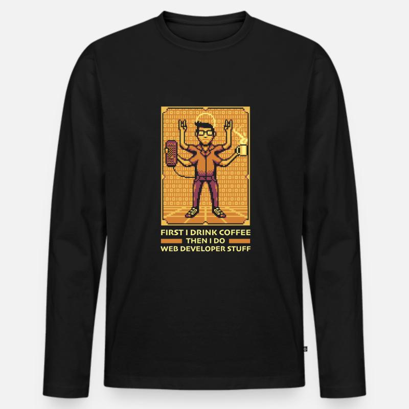 Web Developer Web Developer Coffee - Maglia a manica lunga ecologica premium da uomo - nero