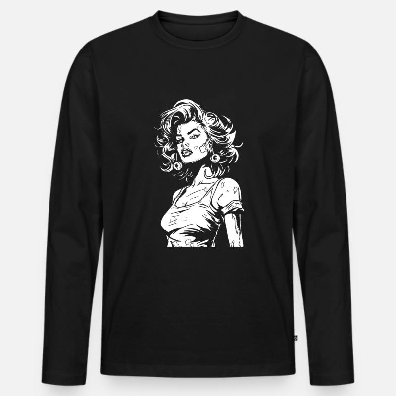 Zombie Halloween - Männer Premium Bio Langarmshirt - Schwarz