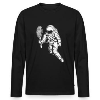 Badminton Federball - Männer Premium Bio Langarmshirt - Schwarz - Vorne - Nico (187cm)
