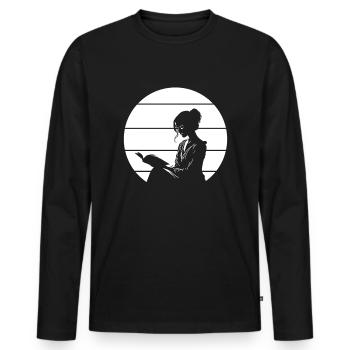 Buch Leseratte Bücherwurm - Männer Premium Bio Langarmshirt - Schwarz - Vorne - Nico (187cm)