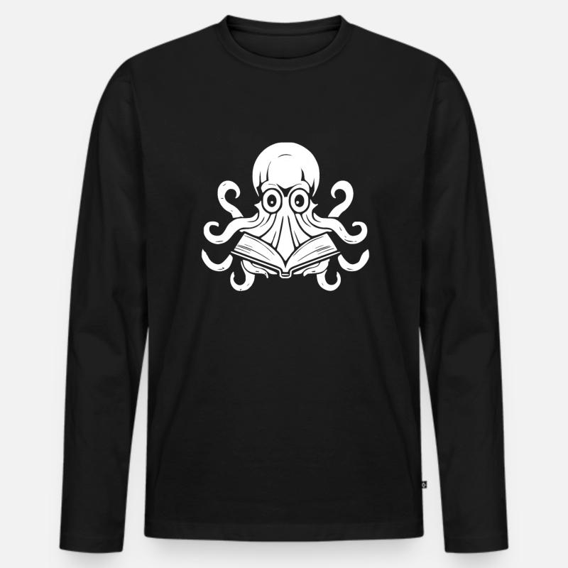 Buch Leseratte Bücherwurm - Männer Premium Bio Langarmshirt - Schwarz
