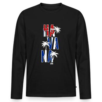 Havana, Cuba - Men's Premium Organic Long Sleeve Shirt - black - Front - Nico (187cm)