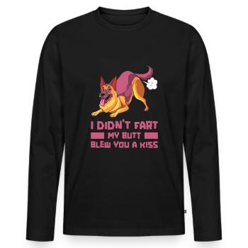 Schäferhund Witzig - Männer Premium Bio Langarmshirt - Schwarz - Vorne - Nico (187cm)