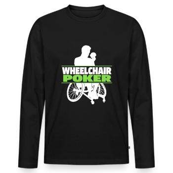 Poker Rollstuhl - Männer Premium Bio Langarmshirt - Schwarz - Vorne - Nico (187cm)