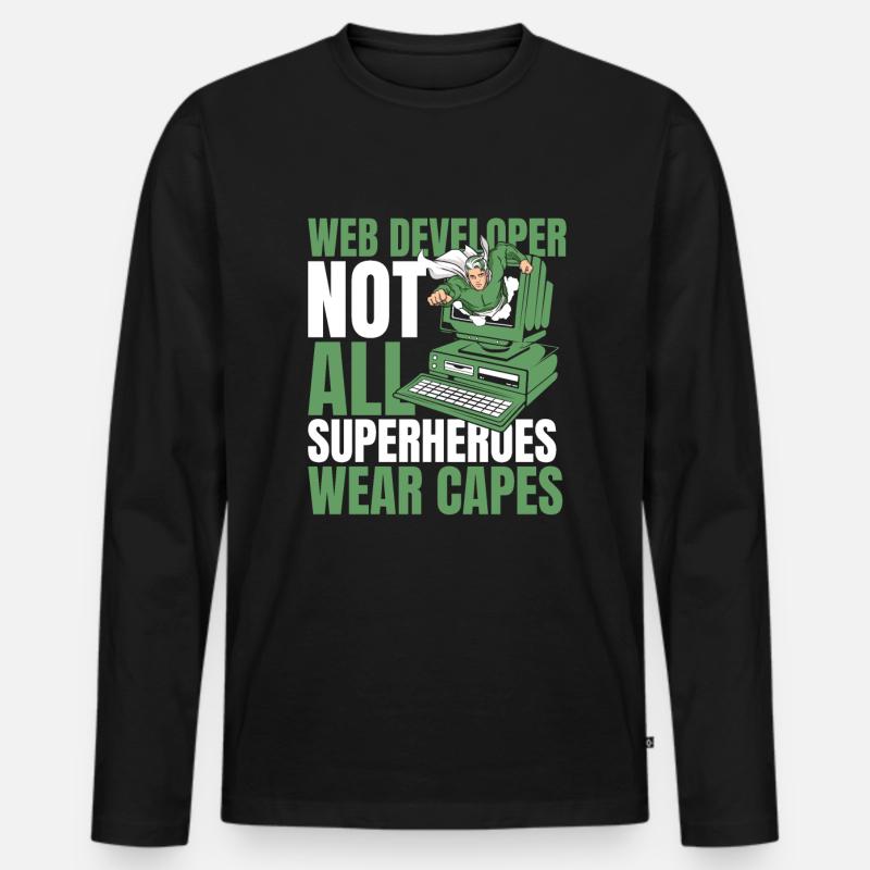 Web Developer Web Developer Superhero - Men's Premium Organic Long Sleeve Shirt - black