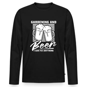 Hobby jardinier jardin bière de jardin - T-shirt manches longues Premium bio Homme - noir - Devant - Nico (187cm)