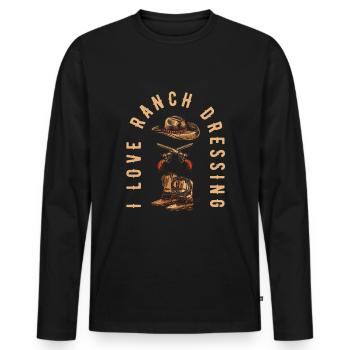 Rodeo Cowboy Ranch Cowboy J’adore Ranch Dressing - T-shirt manches longues Premium bio Homme - noir - Devant - Nico (187cm)