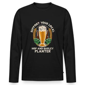 Hobby jardinier houblon de jardin bière de jardin - T-shirt manches longues Premium bio Homme - noir - Devant - Nico (187cm)