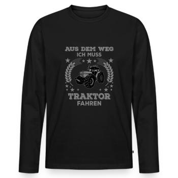 AUS DEM WEG ICH MUSS TRAKTOR FAHREN - Trecker - Männer Premium Bio Langarmshirt - Schwarz - Vorne - Nico (187cm)