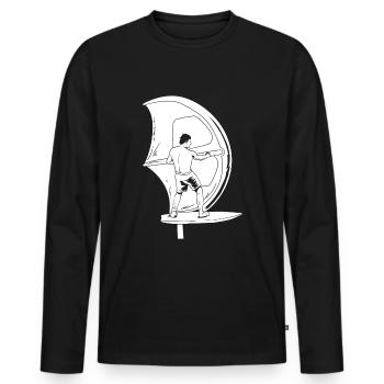 Wing Surf Wing Foil - Männer Premium Bio Langarmshirt - Schwarz - Vorne - Nico (187cm)