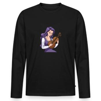 Violon Violon - T-shirt manches longues Premium bio Homme - noir - Devant - Nico (187cm)