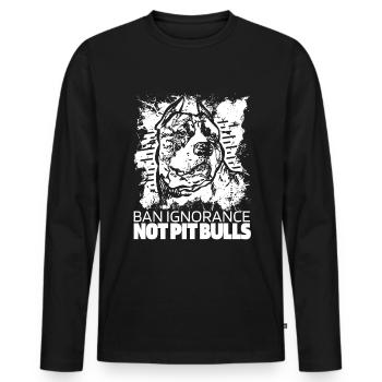 Pitbull Ignorance Pitbull Ban - Men's Premium Organic Long Sleeve Shirt - black - Front - Nico (187cm)