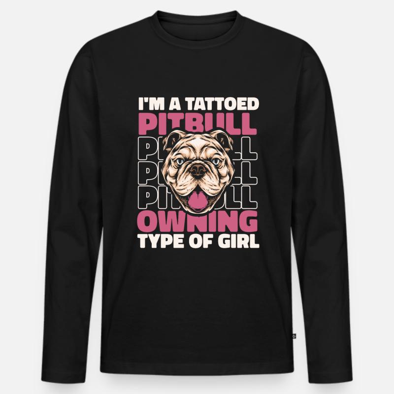 Pitbull Mädchen Pitbull Verbot - Männer Premium Bio Langarmshirt - Schwarz