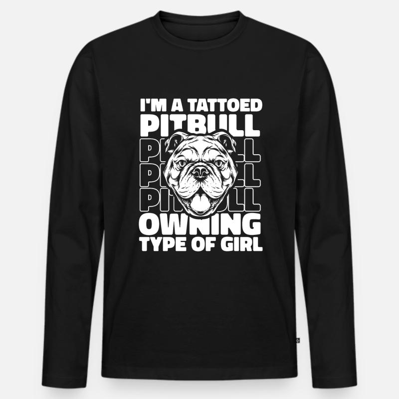 Pitbull Tätowiert Pitbull Verbot - Männer Premium Bio Langarmshirt - Schwarz