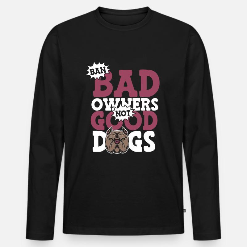 Pitbull Pitbull Verbot - Männer Premium Bio Langarmshirt - Schwarz