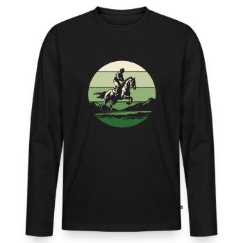 Équitation équestre d’endurance - T-shirt manches longues Premium bio Homme - noir - Devant - Nico (187cm)
