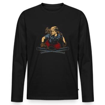Softball - Men's Premium Organic Long Sleeve Shirt - black - Front - Nico (187cm)