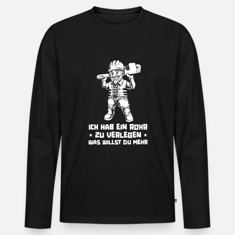 Rohrleitungsbauer - Männer Premium Bio Langarmshirt - Schwarz