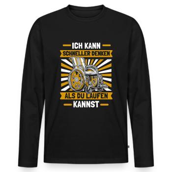 Fauteuil roulant Fauteuil roulant drôle - T-shirt manches longues Premium bio Homme - noir - Devant - Nico (187cm)