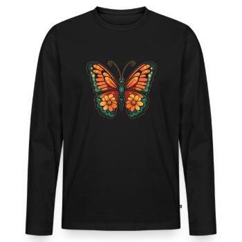 Papillons du jardin des papillons - T-shirt manches longues Premium bio Homme - noir - Devant - Nico (187cm)