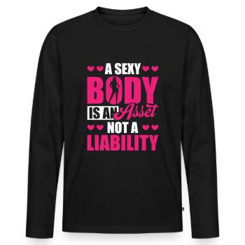 Comptable Conseiller fiscal Investissement - T-shirt manches longues Premium bio Homme - noir - Devant - Nico (187cm)