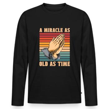Christ Christianisme Prière - T-shirt manches longues Premium bio Homme - noir - Devant - Nico (187cm)