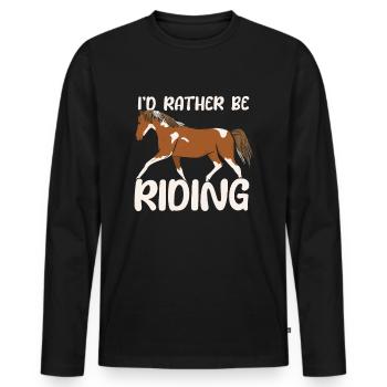 Équitation équestre cool Endurance - T-shirt manches longues Premium bio Homme - noir - Devant - Nico (187cm)