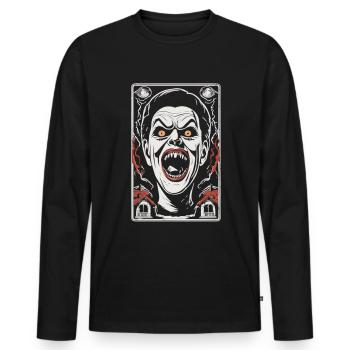 Spooky Halloween design, Funny ghost outfit - Men's Premium Organic Long Sleeve Shirt - black - Front - Nico (187cm)