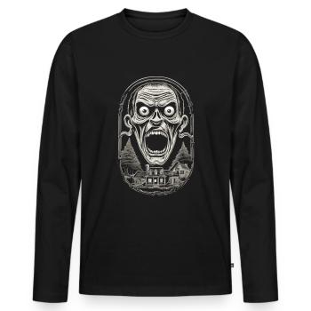 Spooky Halloween design, Funny ghost outfit - Men's Premium Organic Long Sleeve Shirt - black - Front - Nico (187cm)