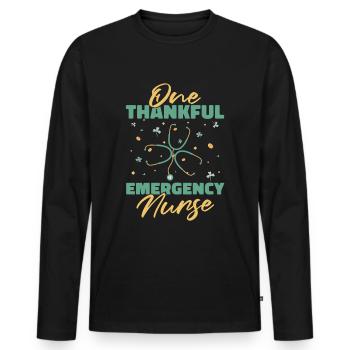 Stéthoscope infirmier - T-shirt manches longues Premium bio Homme - noir - Devant - Nico (187cm)