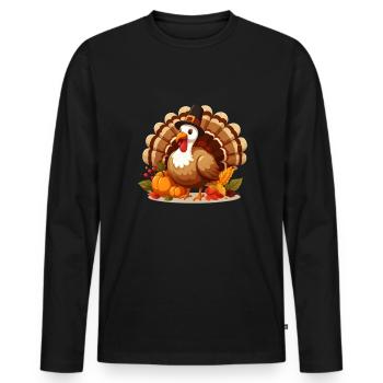 Thankful Happy Thanksgiving Thanksgiving - Men's Premium Organic Long Sleeve Shirt - black - Front - Nico (187cm)