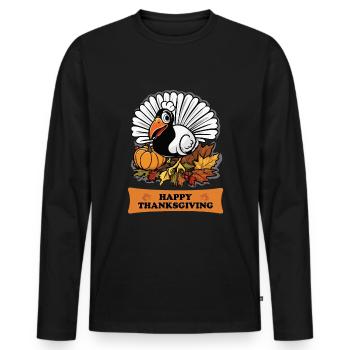 Thankful Happy Thanksgiving Thanksgiving - Men's Premium Organic Long Sleeve Shirt - black - Front - Nico (187cm)