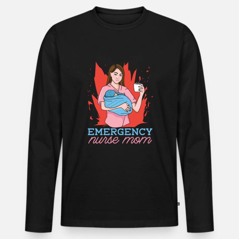 Krankenschwester Mutter Notfall Krankenschwester - Männer Premium Bio Langarmshirt - Schwarz
