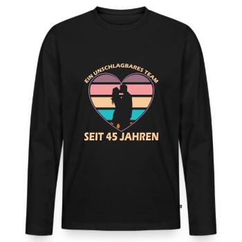 Herz mit Liebespaar - 45. Jahrestag der Beziehung - Männer Premium Bio Langarmshirt - Schwarz - Vorne - Nico (187cm)
