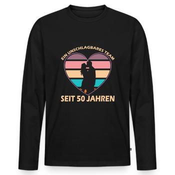 Herz mit Liebespaar - 50. Jahrestag der Beziehung - Männer Premium Bio Langarmshirt - Schwarz - Vorne - Nico (187cm)