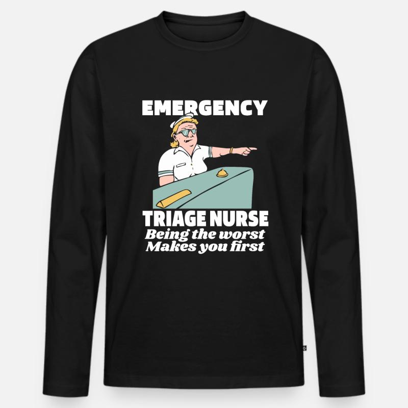 Krankenschwester Lustig Notfallkrankenschwester - Männer Premium Bio Langarmshirt - Schwarz
