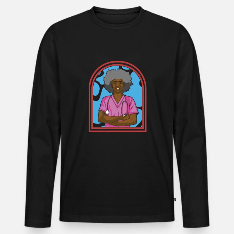 Krankenschwester Afro Notfall Krankenschwester - Männer Premium Bio Langarmshirt - Schwarz